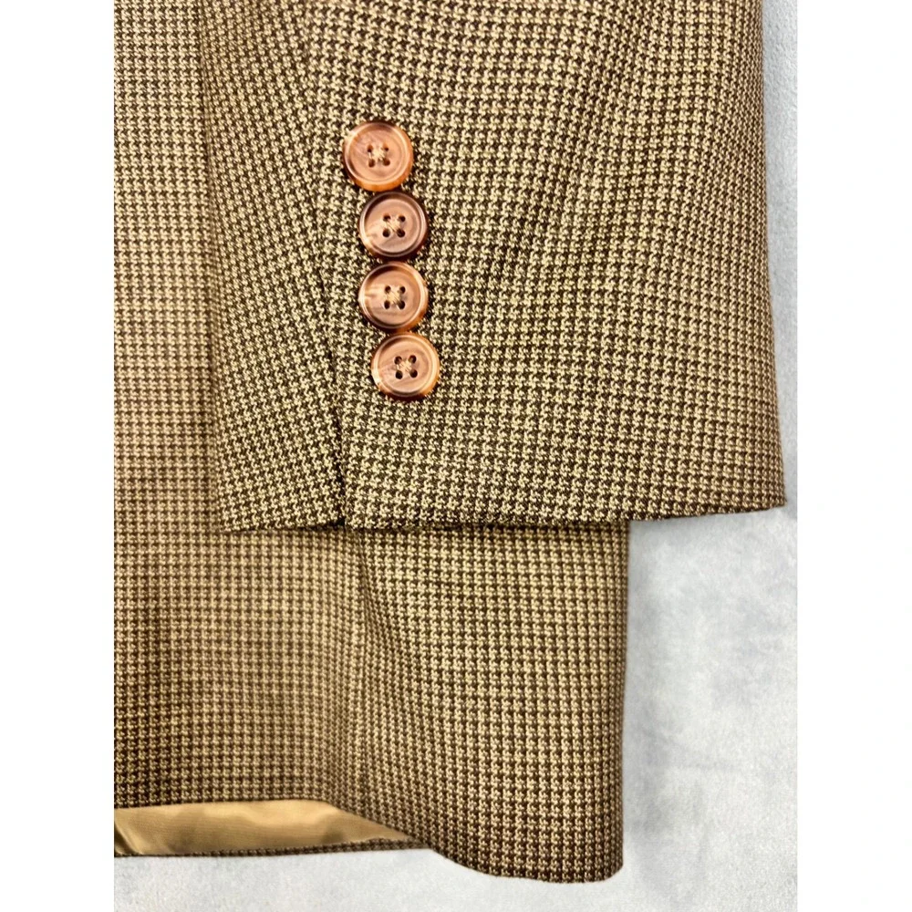 Lauren Ralph Lauren Mens 42R Blazer Brown Micro Houndstooth Sport Coat 2-Button